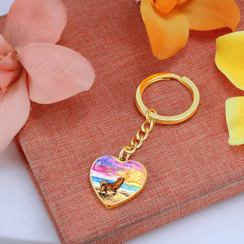 Beach Days - Chihuahua Heart Keychain