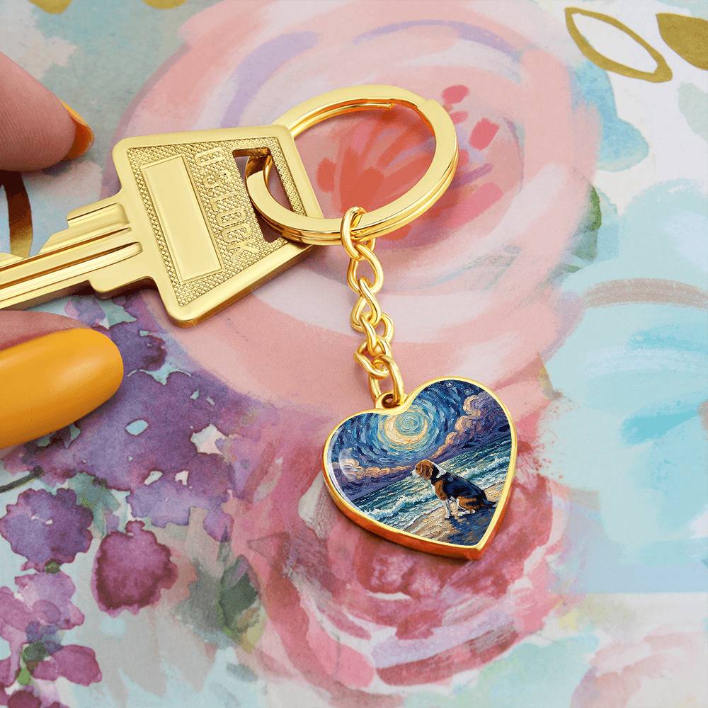 Beach Night - Beagle Heart Keychain