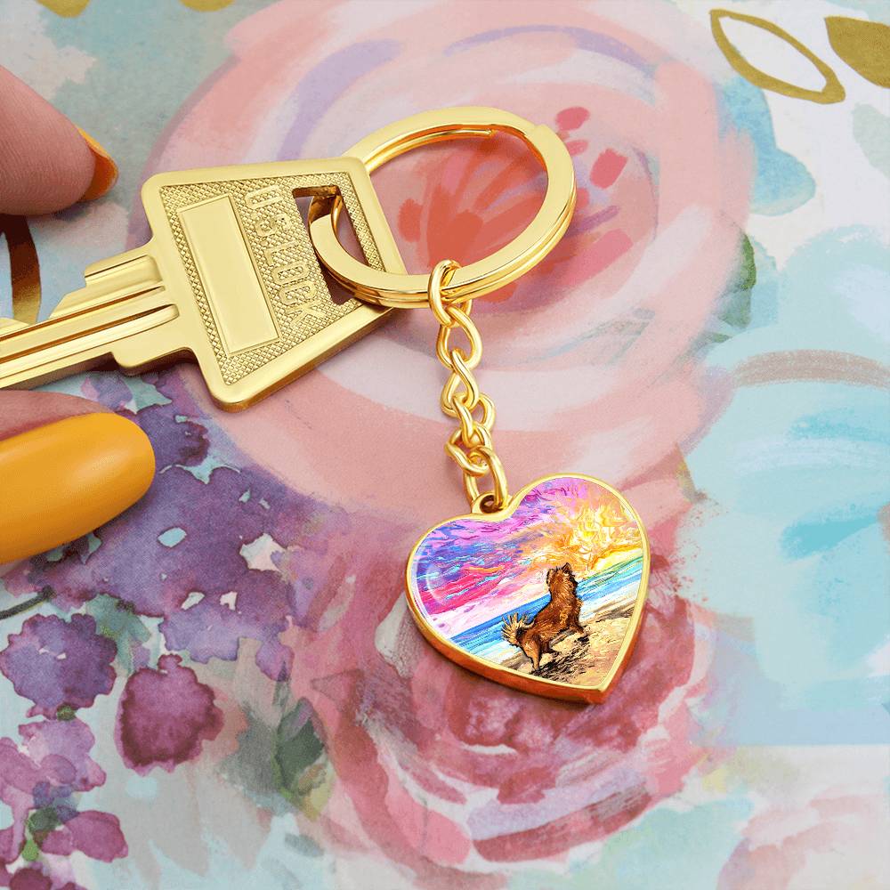 Beach Days - Chihuahua Heart Keychain
