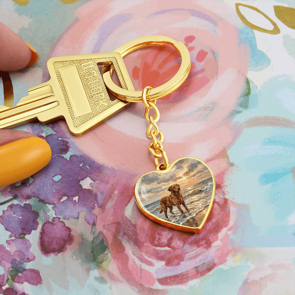 Beach Day - Chesapeake Bay Retriever Heart Keychain