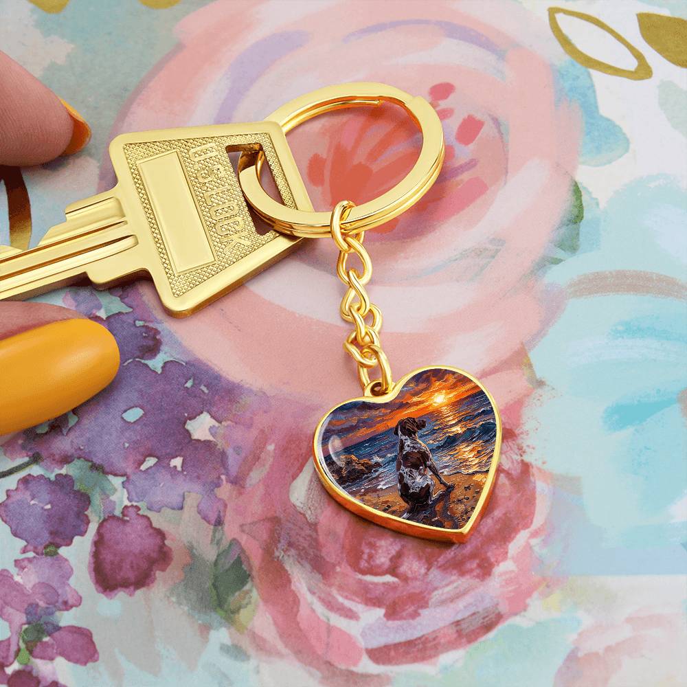 Beach Day - German Pointer Heart Keychain