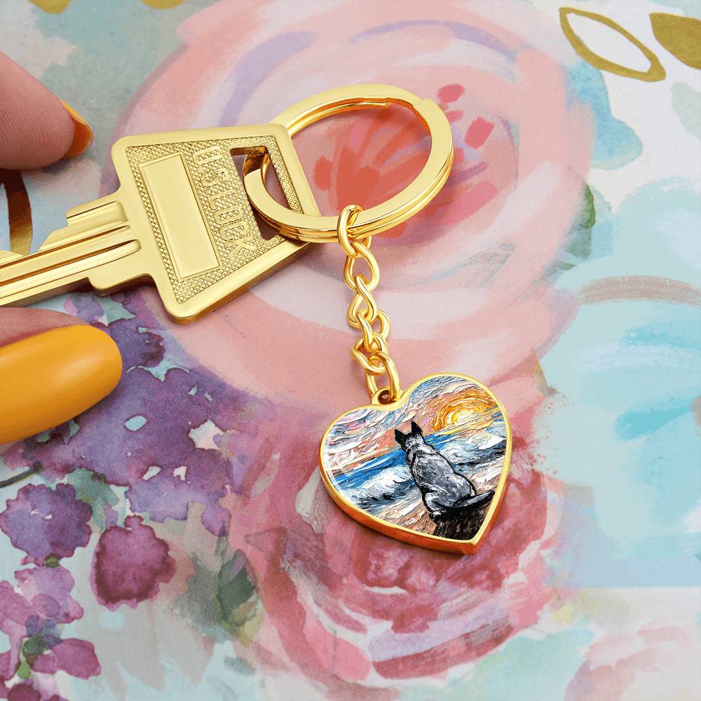 Beach Days, Blue Heeler Heart Keychain
