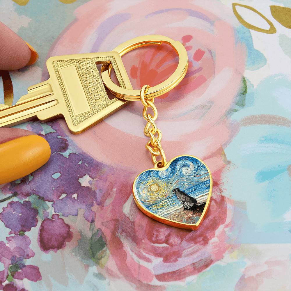 Beach Days, Silver Labrador Heart Keychain