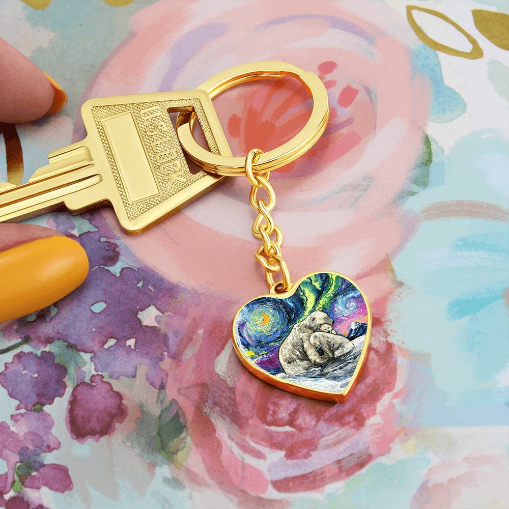 Polar Night Starry Night Heart Keychain