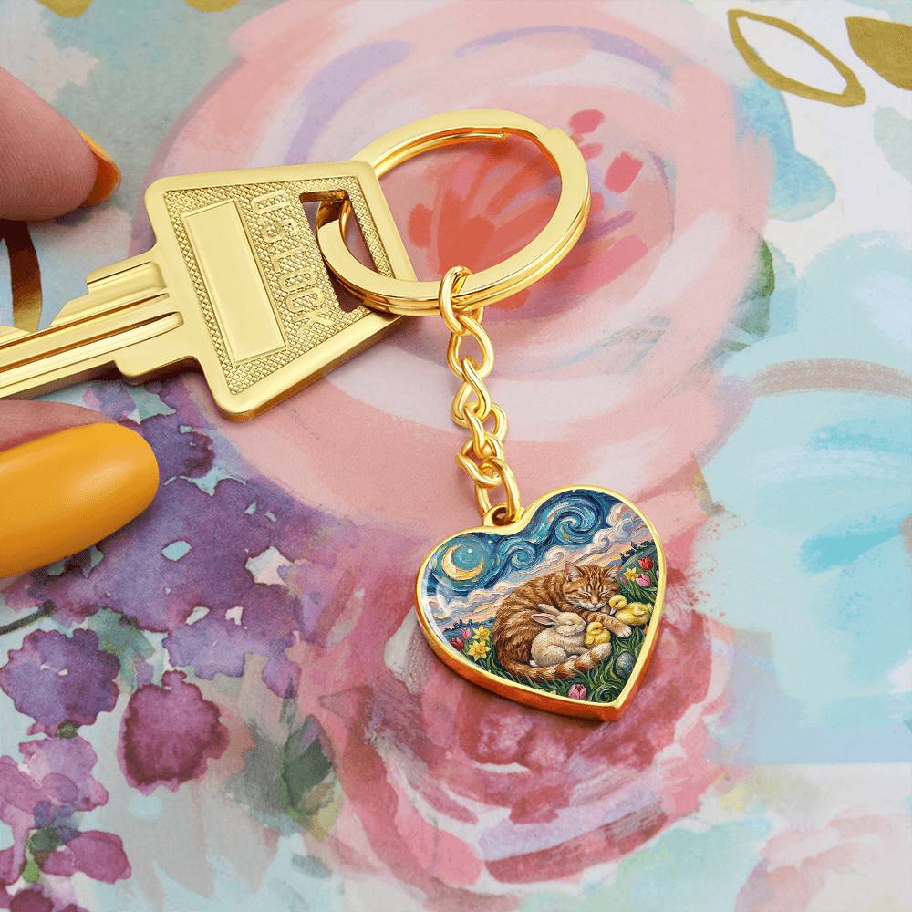 Easter Night Heart Keychain
