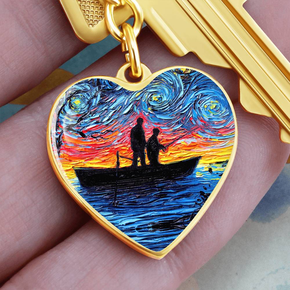 The Fishing Trip Starry Night Heart Keychain