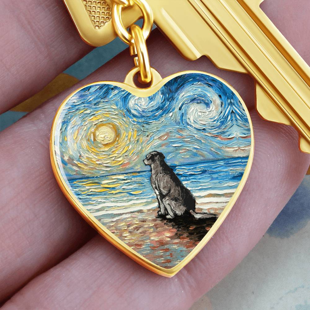 Beach Days, Silver Labrador Heart Keychain