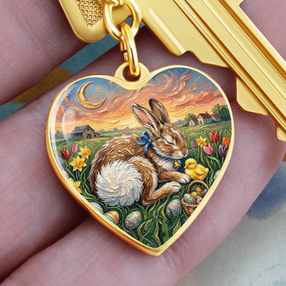 Easter Morning Heart Keychain