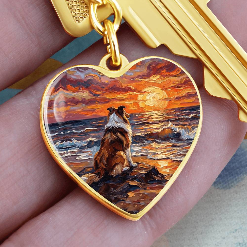 Beach Day - Collie Heart Keychain