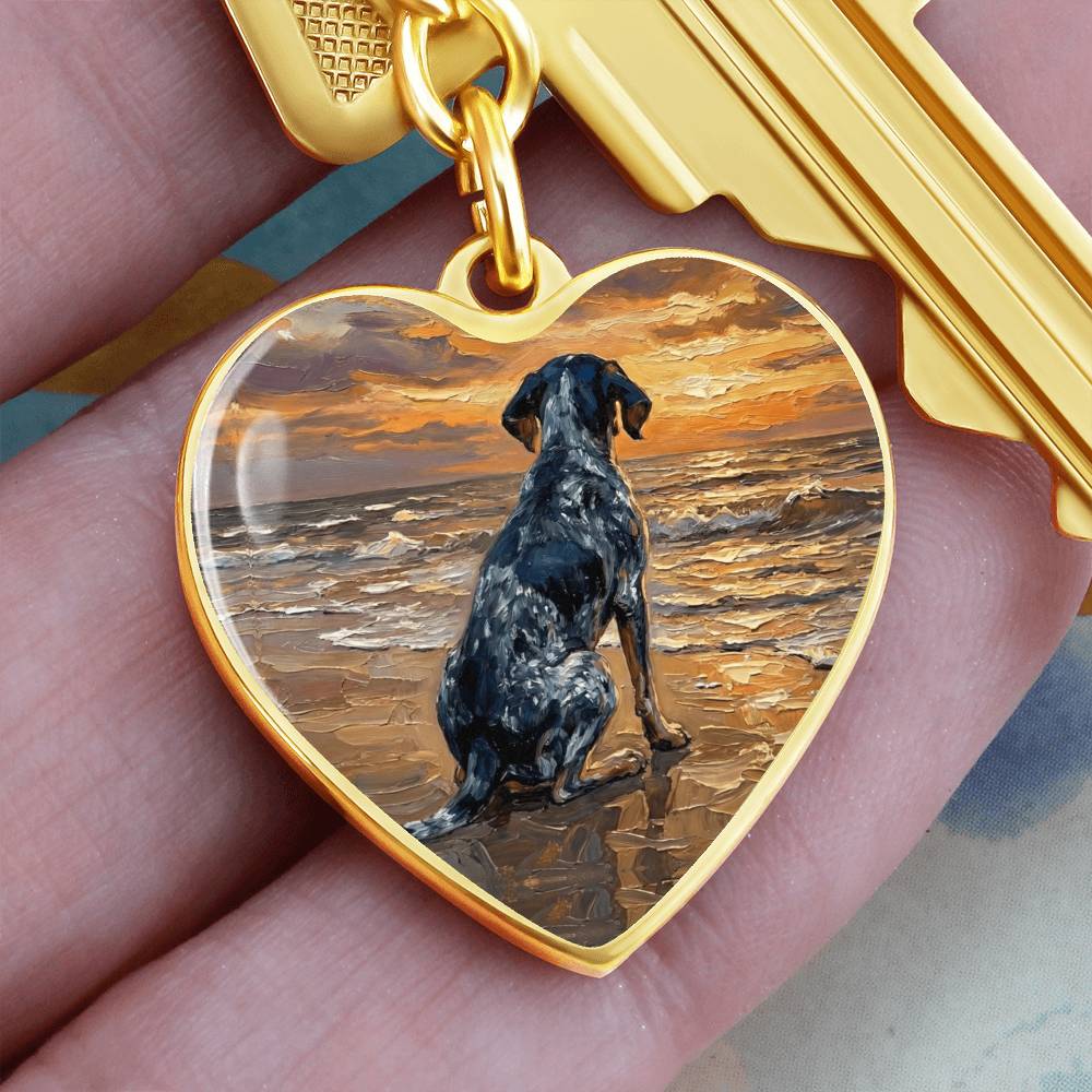 Beach Days - Blue Tick Coonhound Heart Keychain