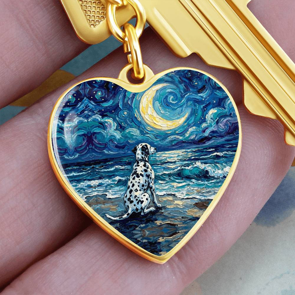 Beach Nights - Dalmatian Heart Keychain