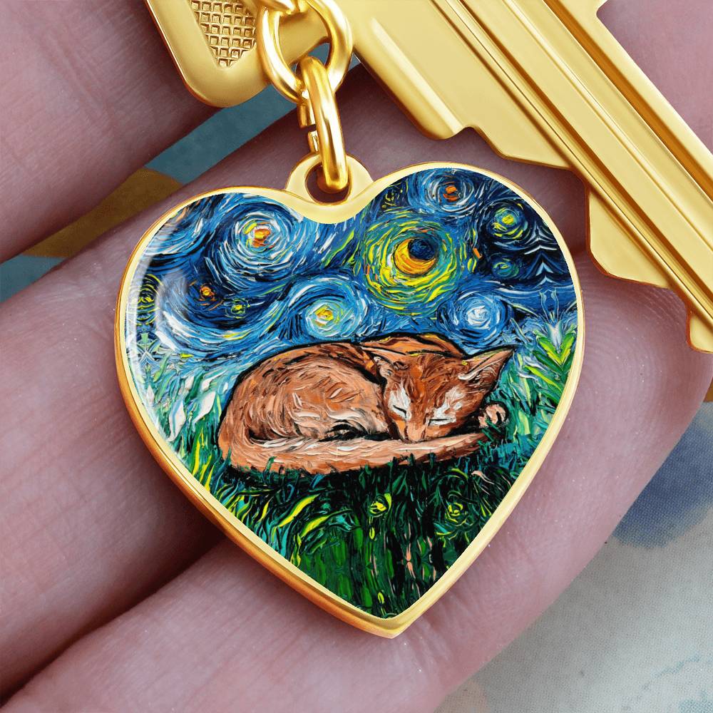 Abyssinian Starry Night Heart Keychain