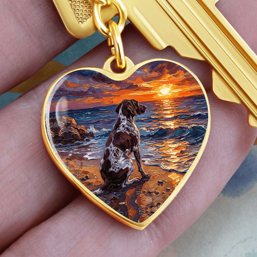 Beach Day - German Pointer Heart Keychain