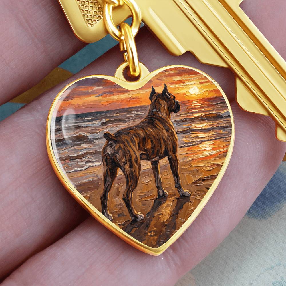 Beach Days - Brindle Boxer Heart Keychain