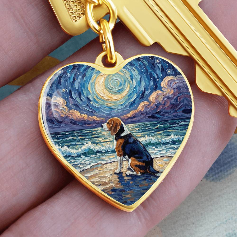 Beach Night - Beagle Heart Keychain