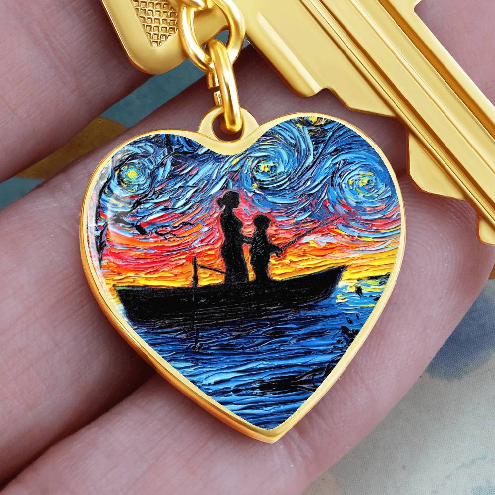 Fishing Trip with Mom Heart Keychain