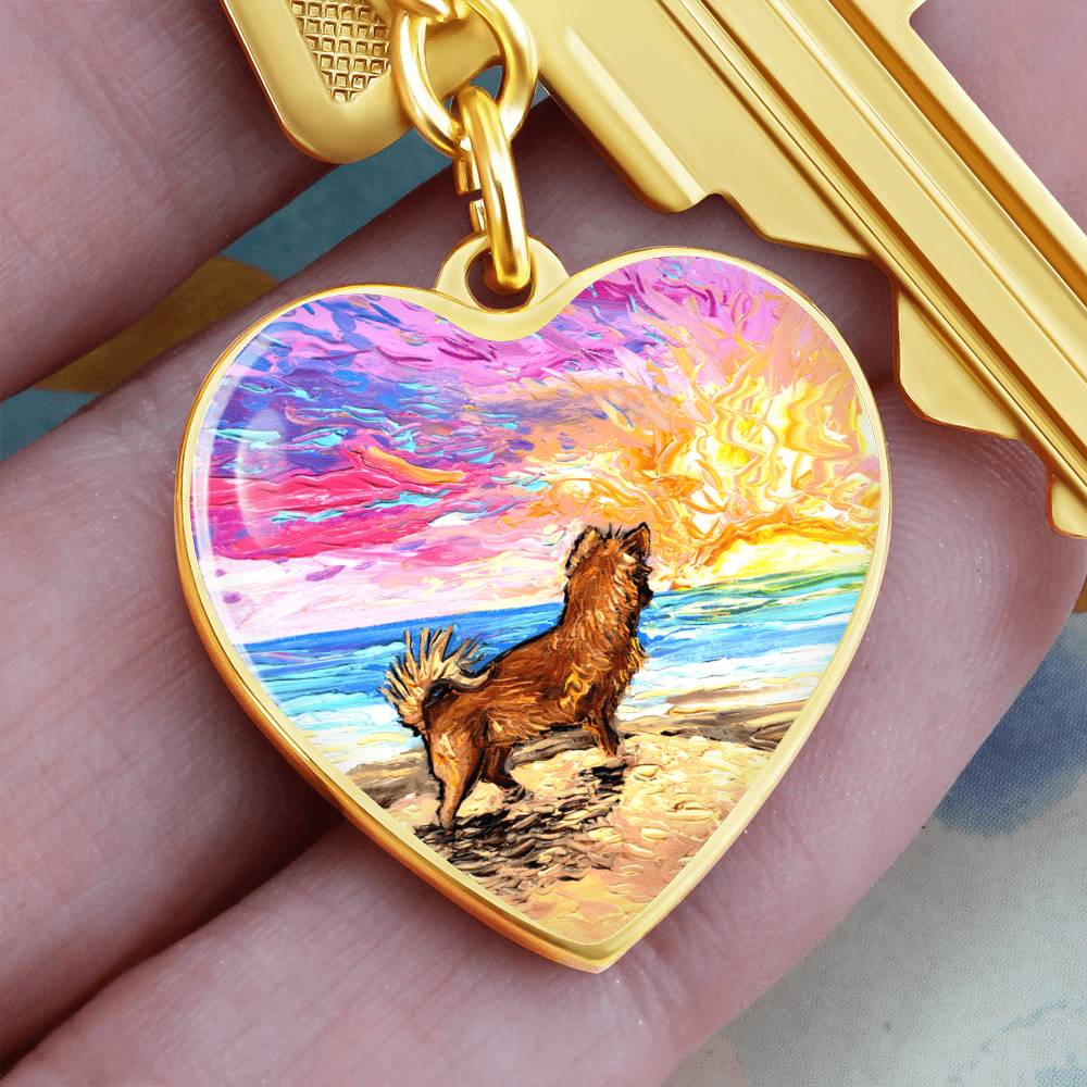 Beach Days - Chihuahua Heart Keychain