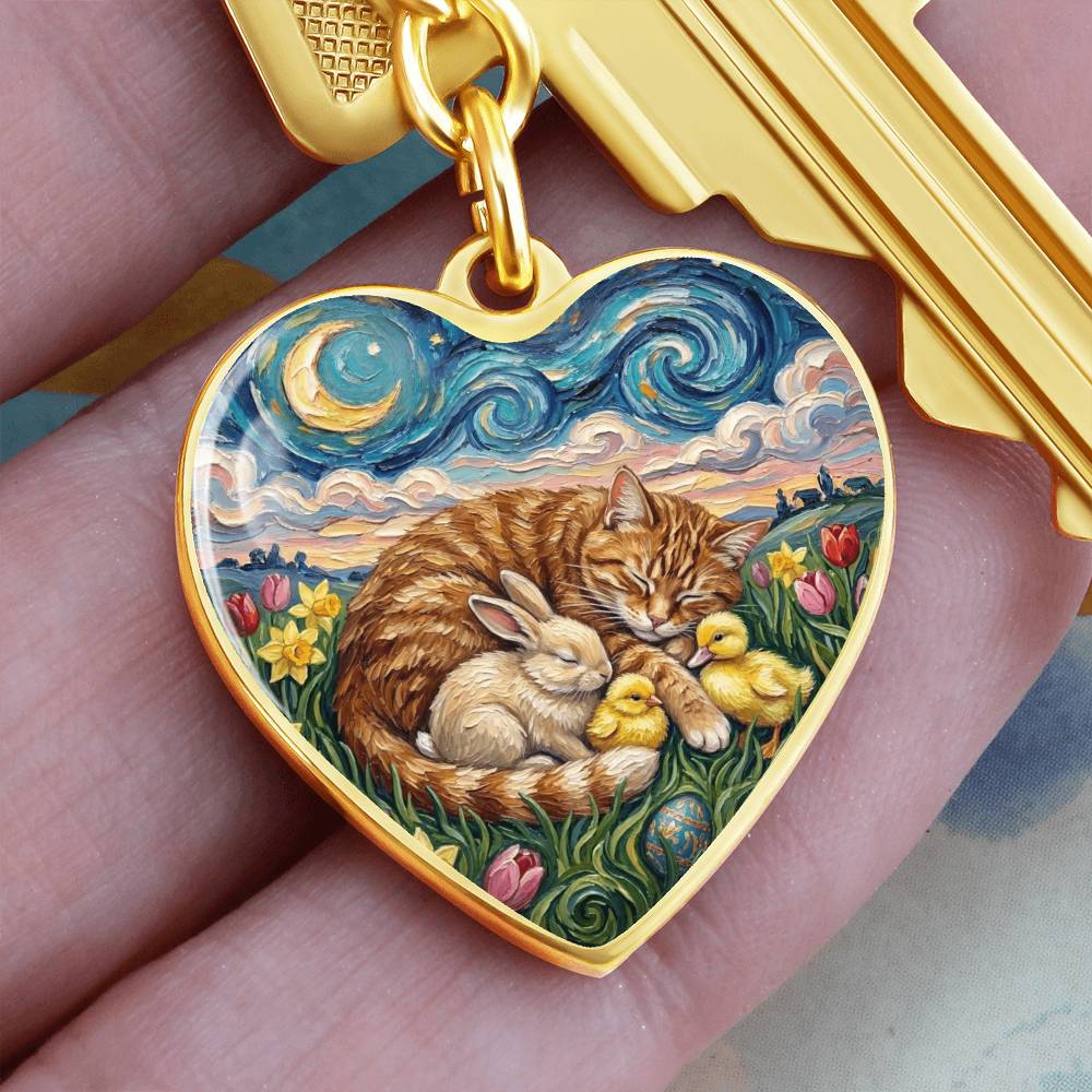 Easter Night Heart Keychain
