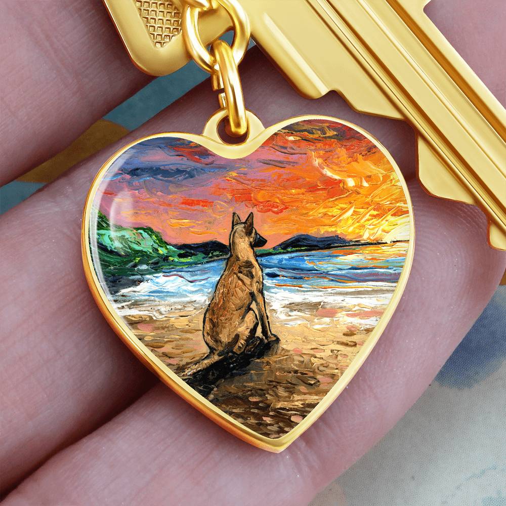 Beach Days - Belgian Malinois Heart Keychain