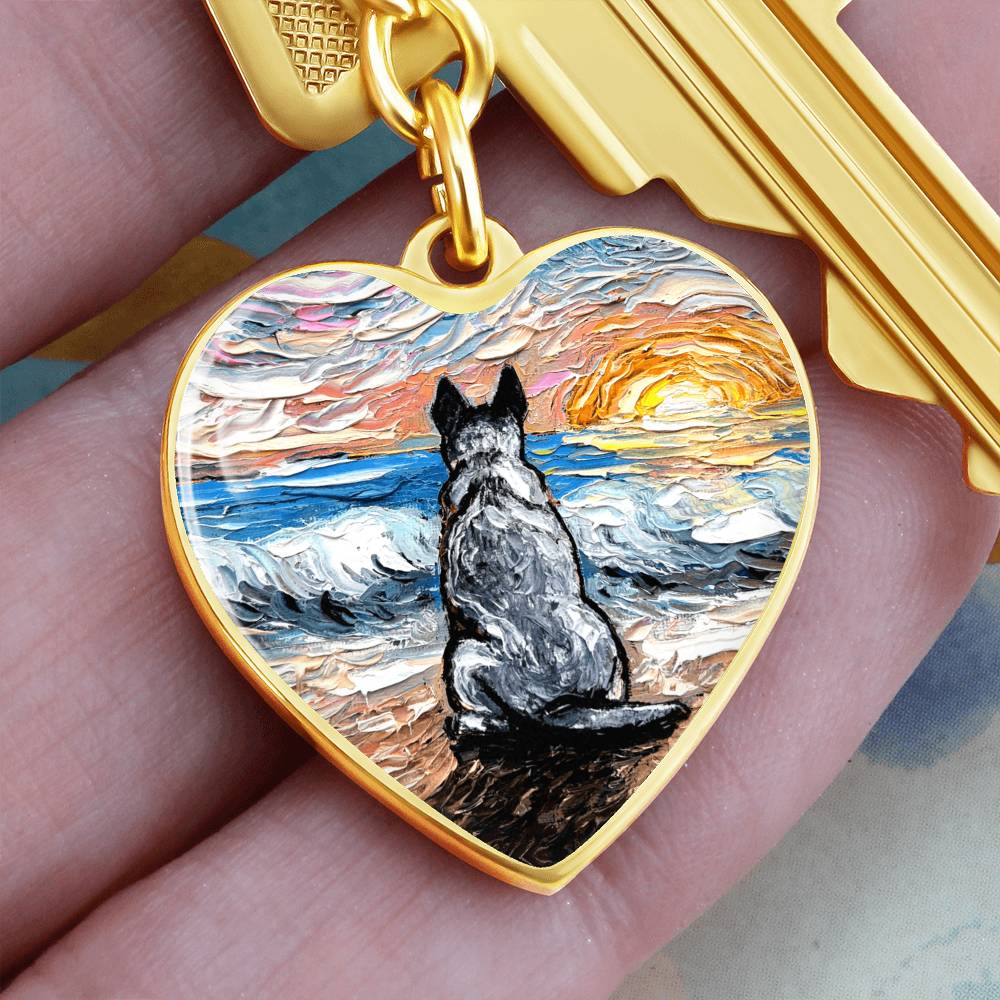 Beach Days, Blue Heeler Heart Keychain