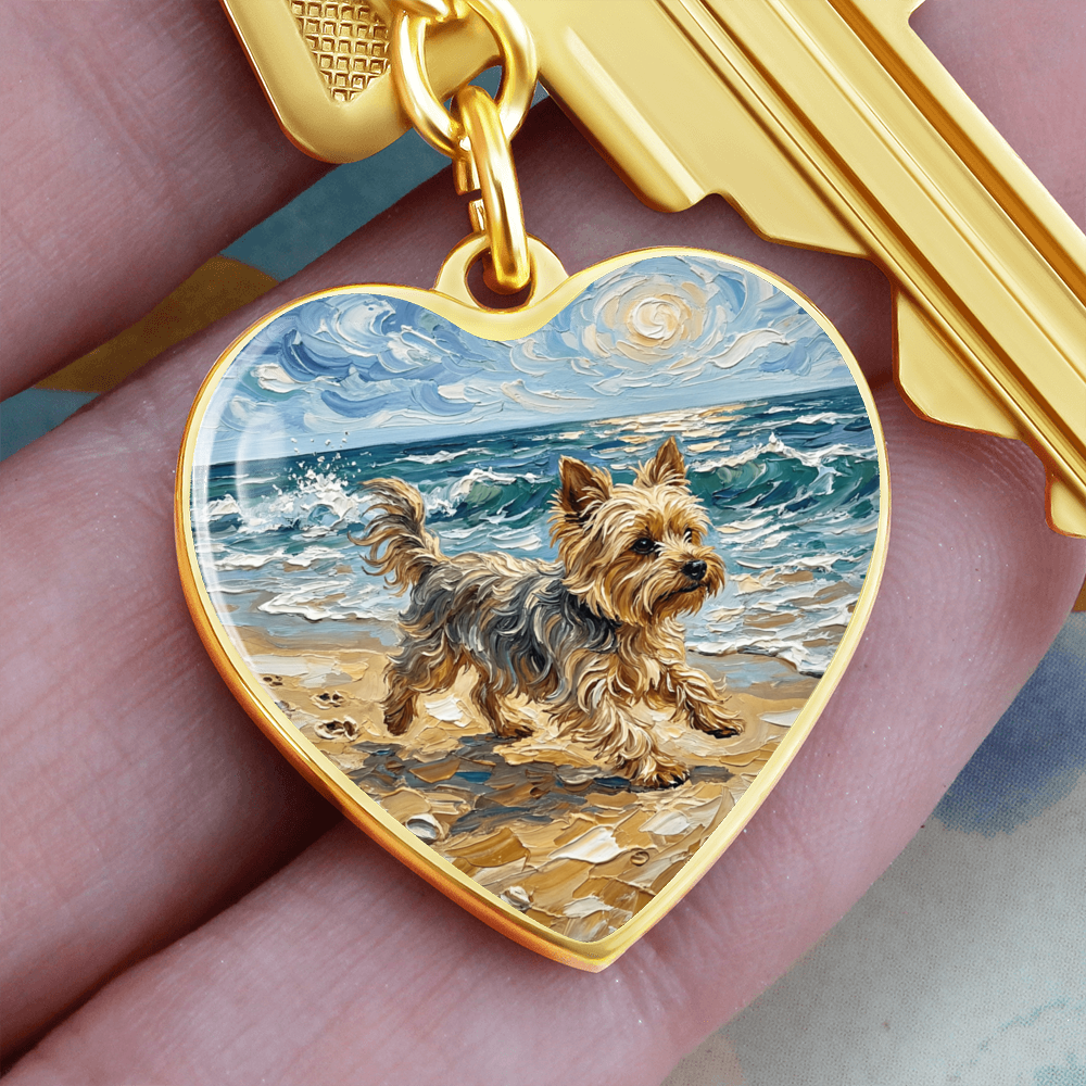 Beach Days - Yorkie Heart Keychain