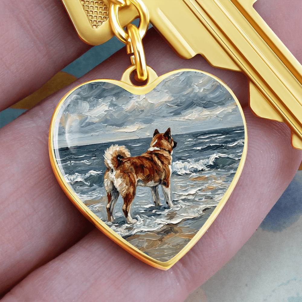 Beach Day - Akita Heart Keychain