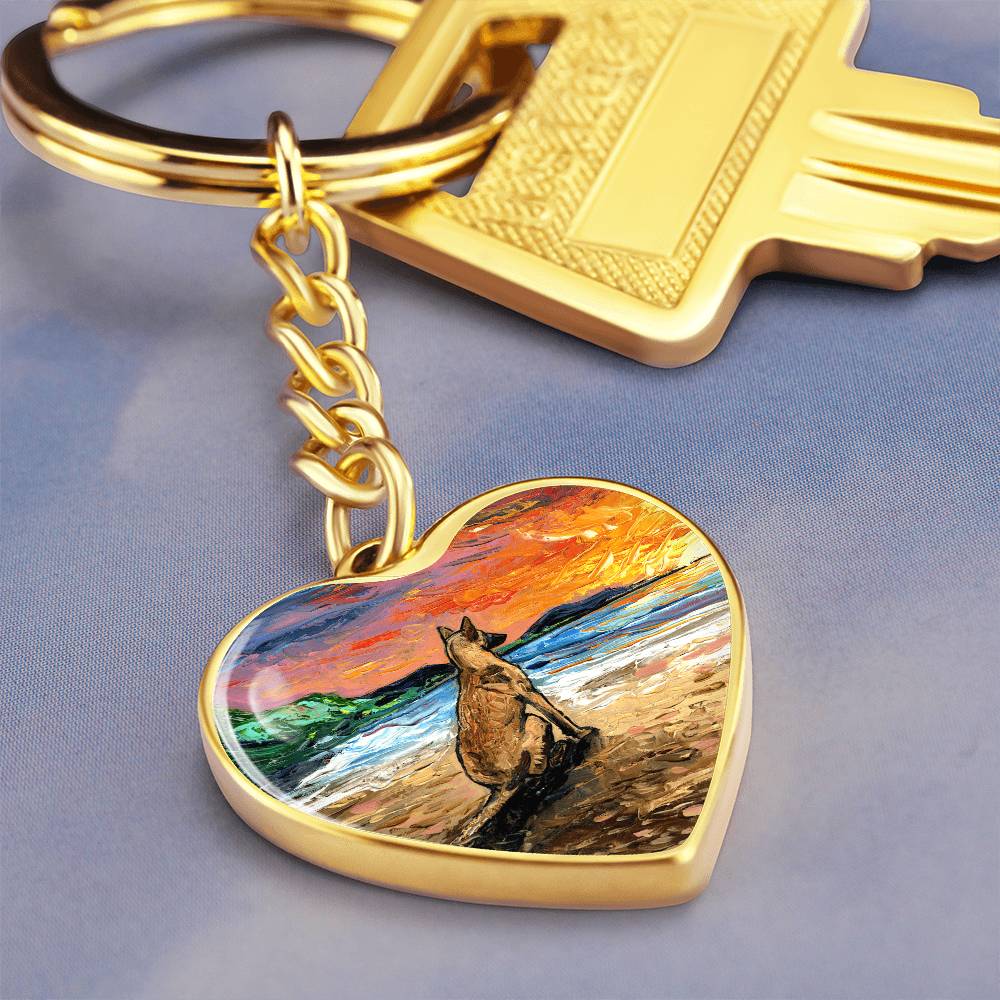 Beach Days - Belgian Malinois Heart Keychain