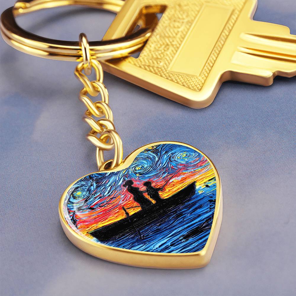 Fishing Trip with Mom Heart Keychain