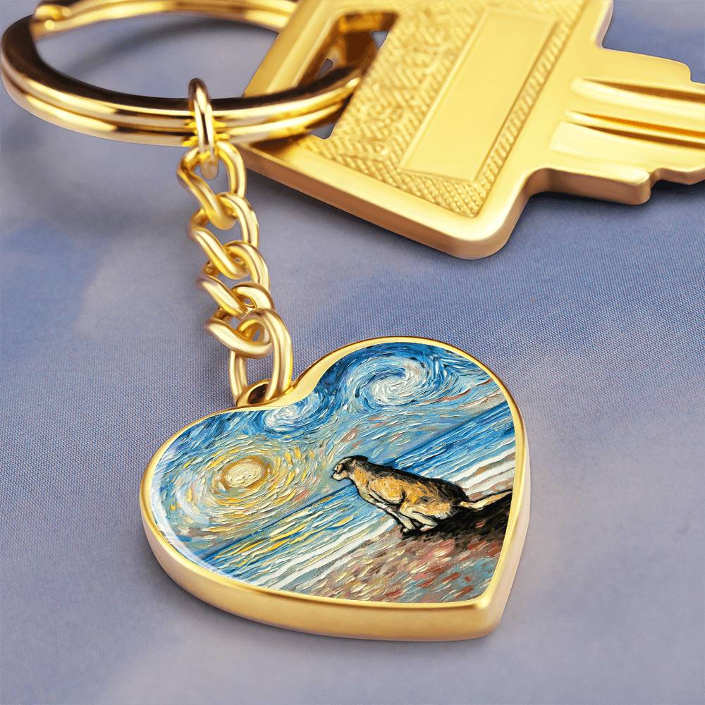 Beach Days - Yellow Labrador Starry Night Heart Keychain