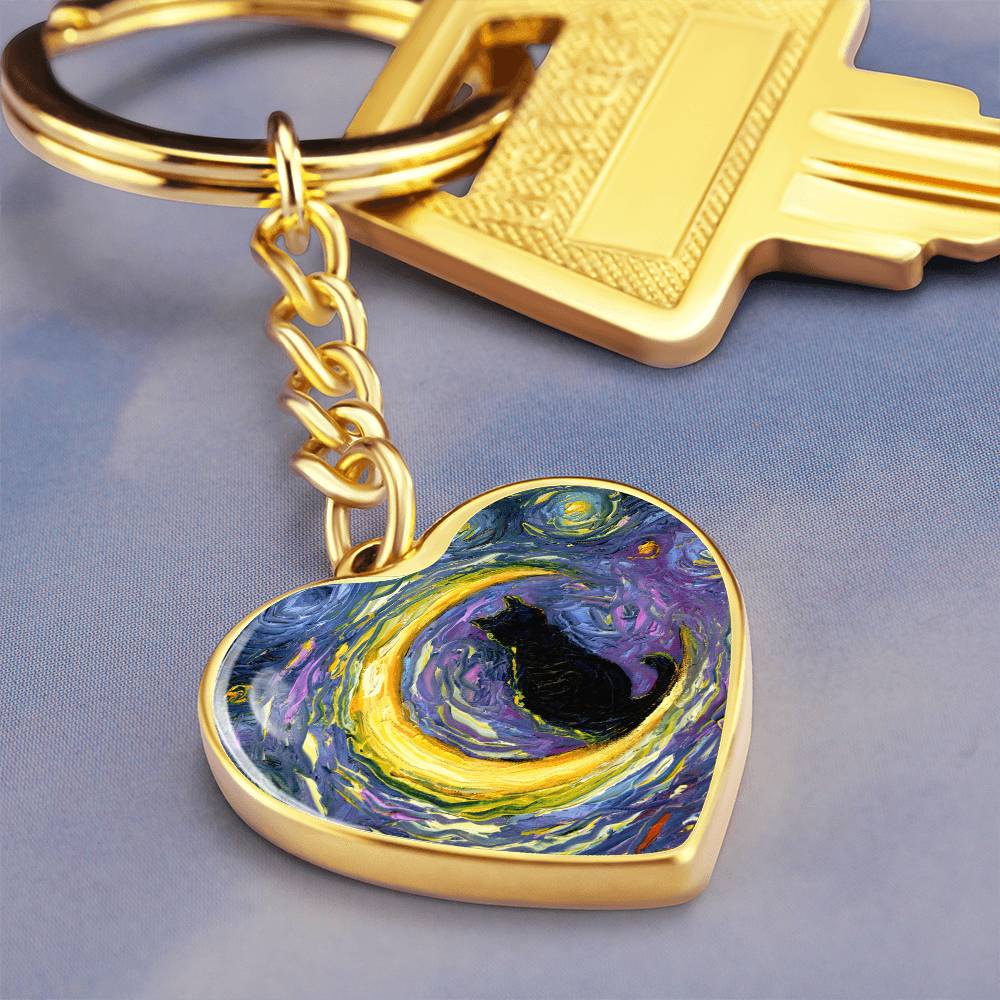 Luna Starry Night Heart Keychain