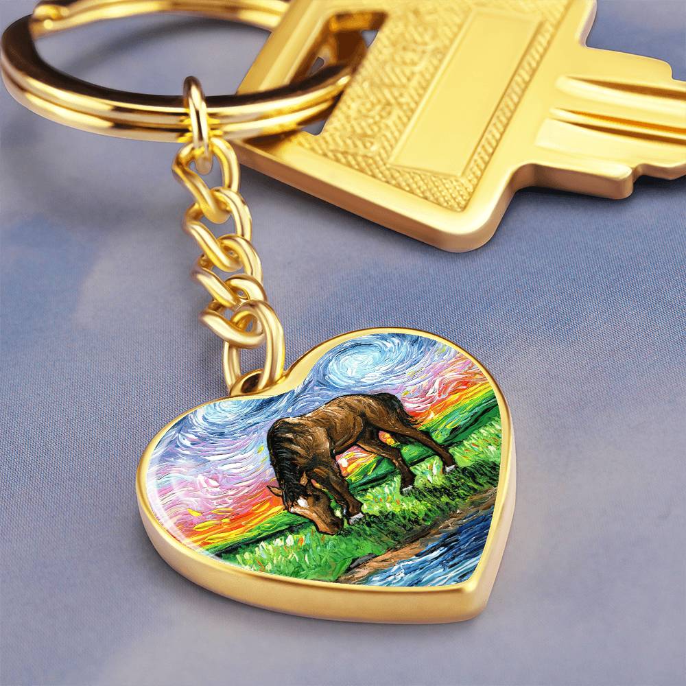 Meadow Starry Night Heart Keychain