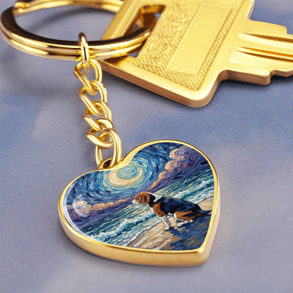 Beach Night - Beagle Heart Keychain