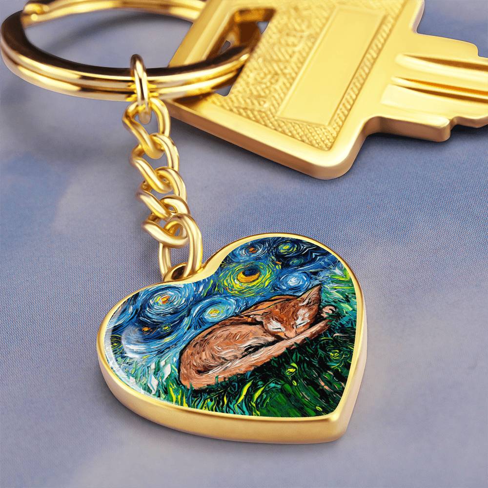 Abyssinian Starry Night Heart Keychain