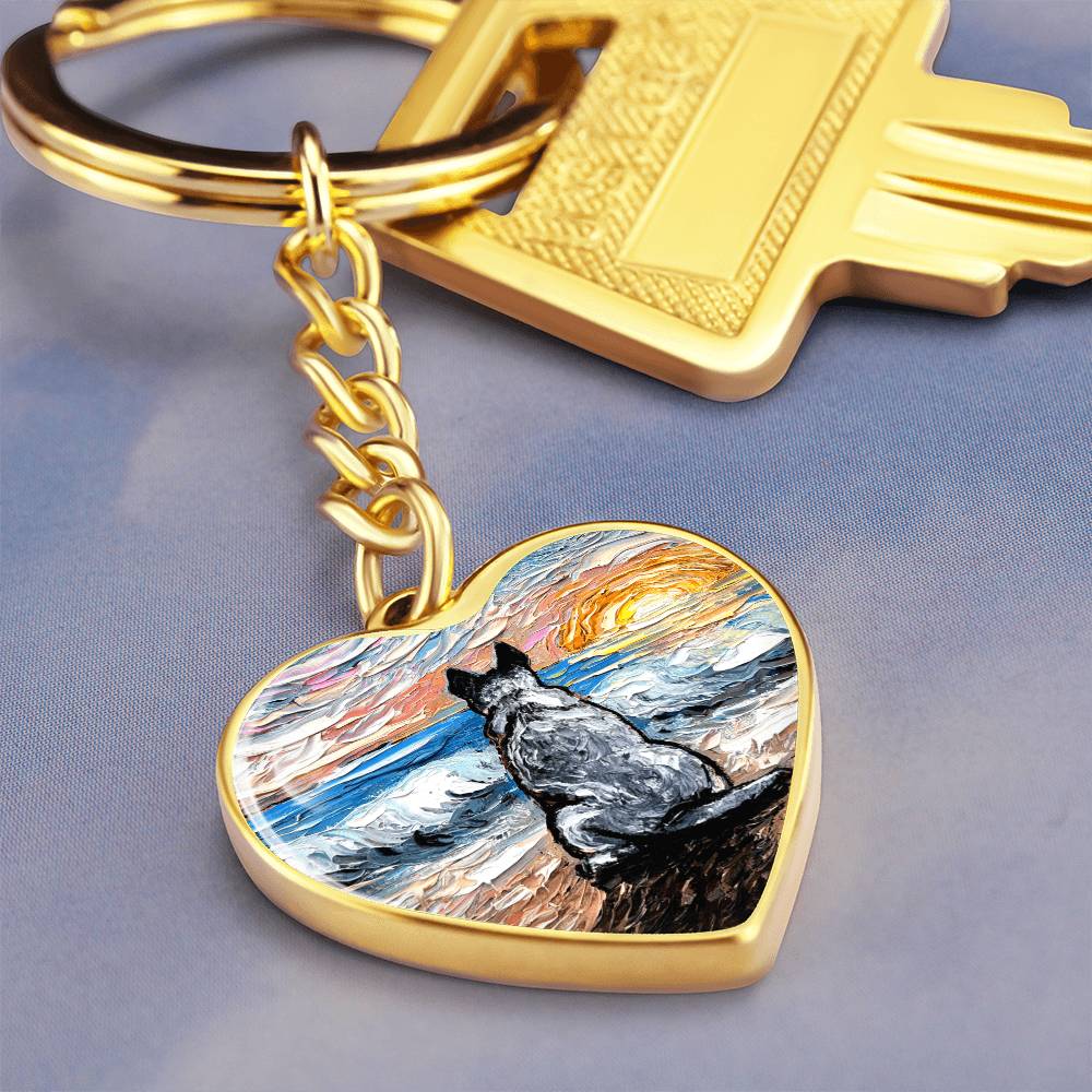Beach Days, Blue Heeler Heart Keychain