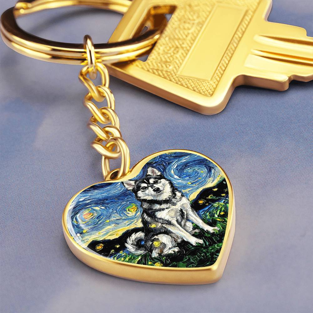 Alaskan Klee Kai Heart Keychain