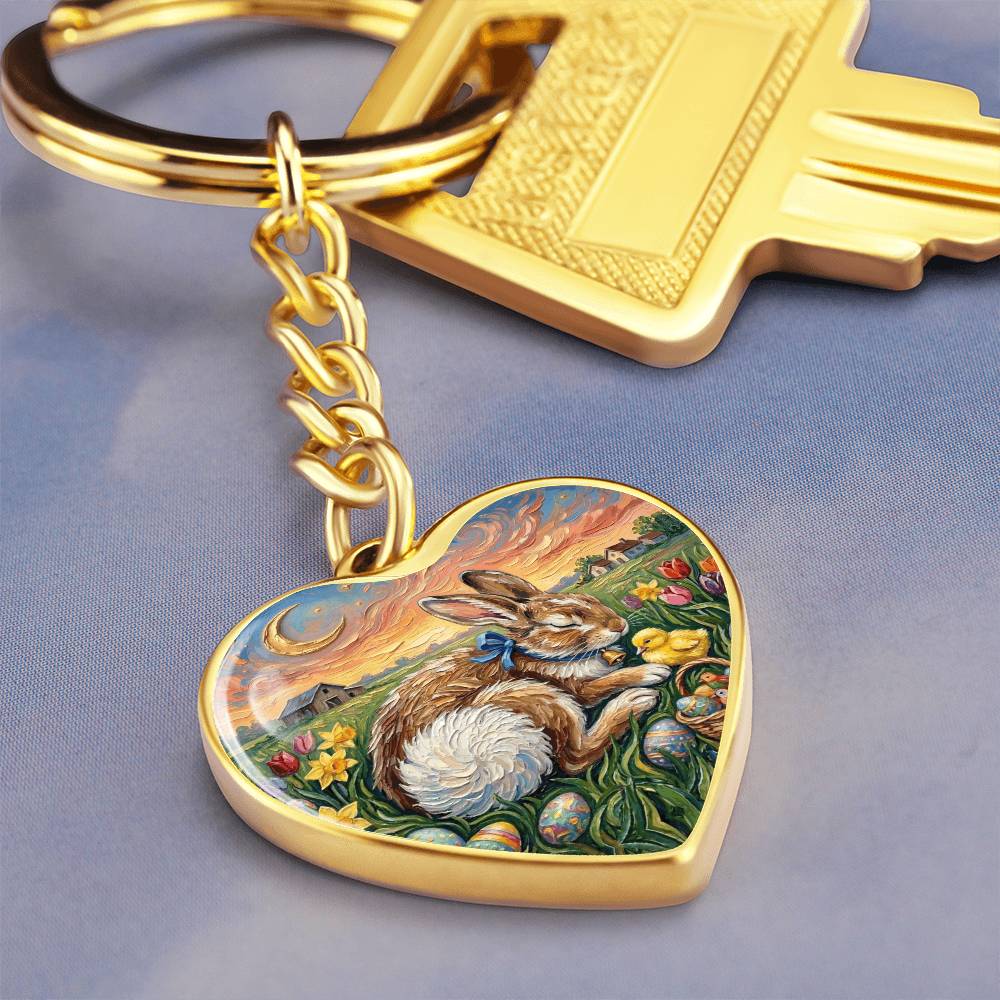 Easter Morning Heart Keychain