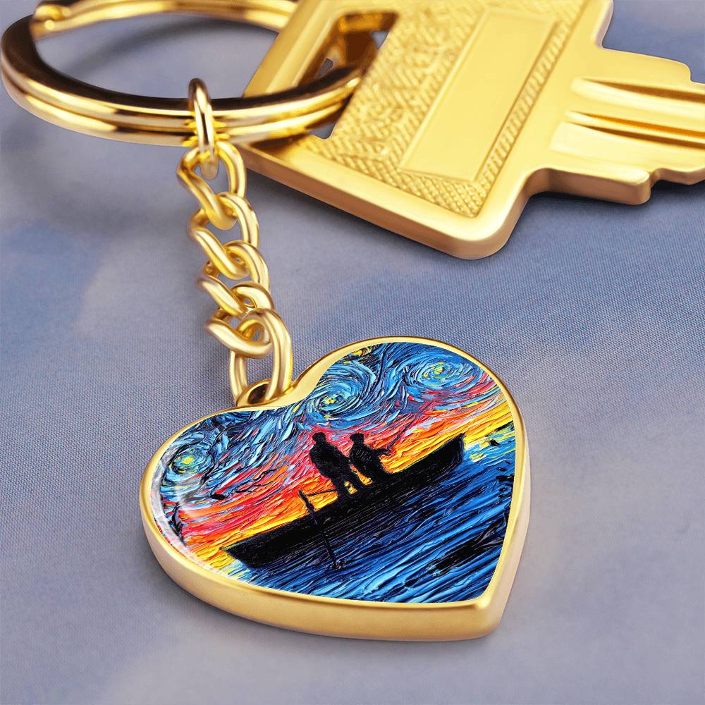 The Fishing Trip Starry Night Heart Keychain