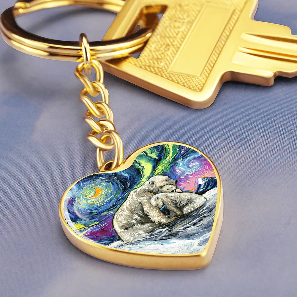Polar Night Starry Night Heart Keychain