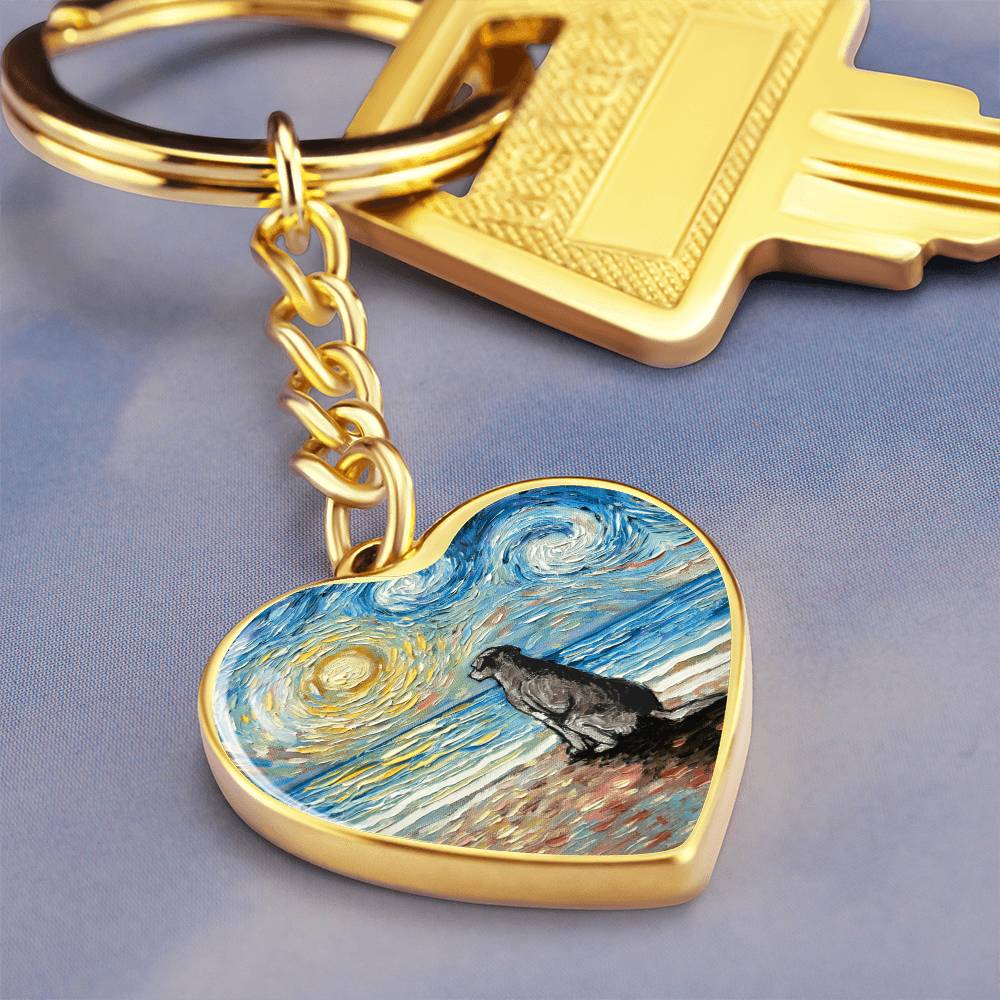 Beach Days, Silver Labrador Heart Keychain