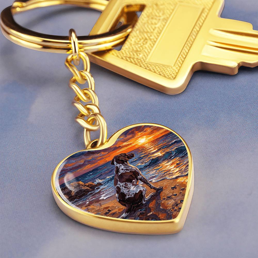 Beach Day - German Pointer Heart Keychain