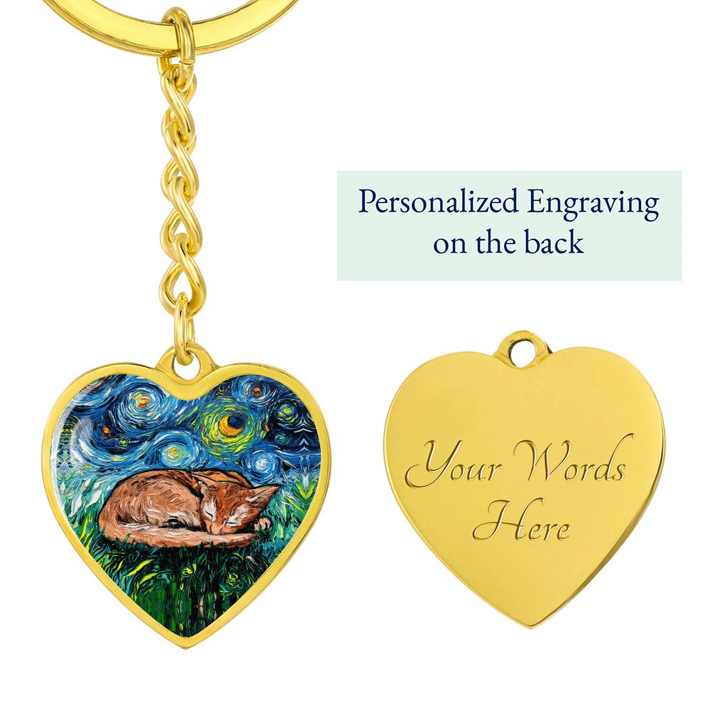 Abyssinian Starry Night Heart Keychain