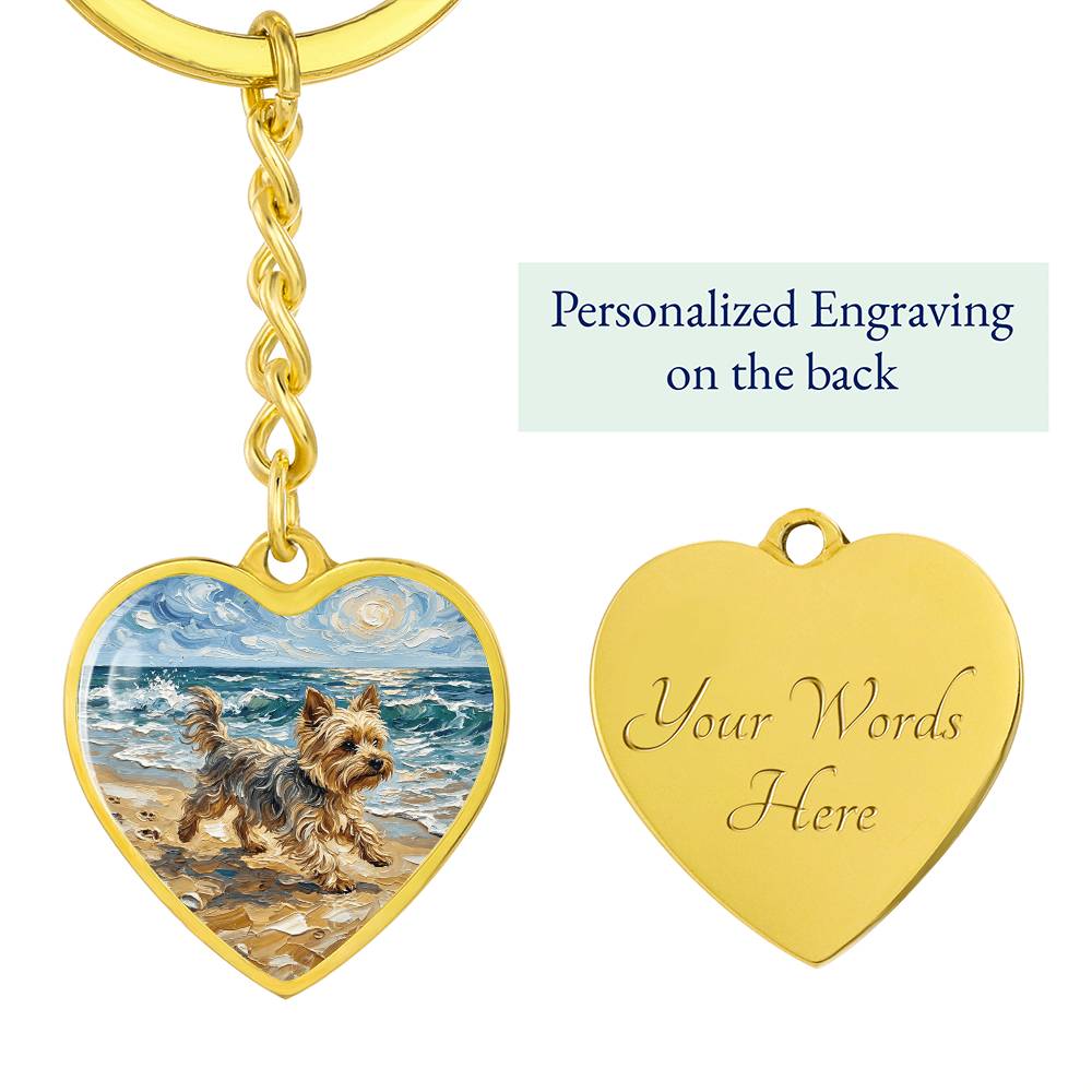 Beach Days - Yorkie Heart Keychain