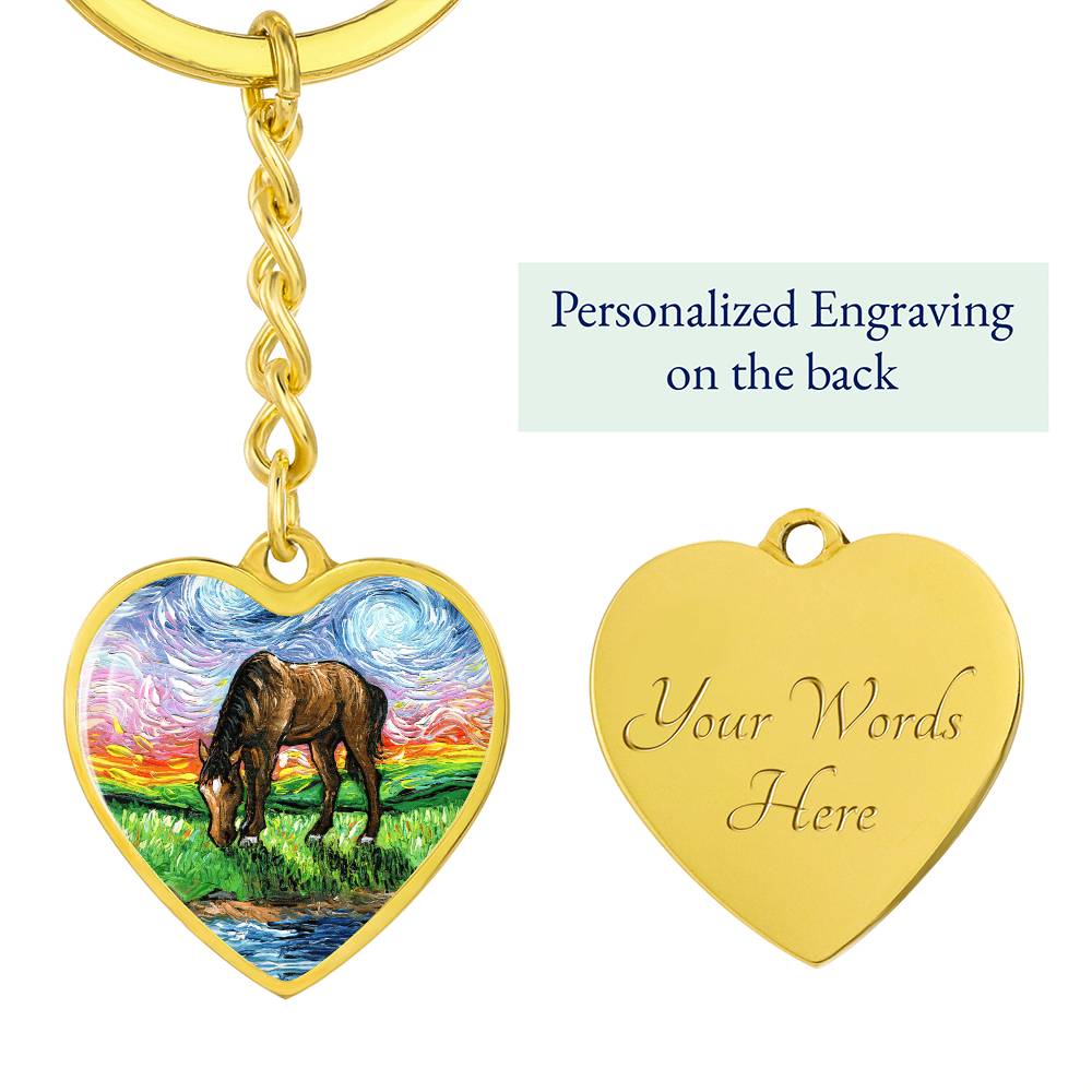 Meadow Starry Night Heart Keychain