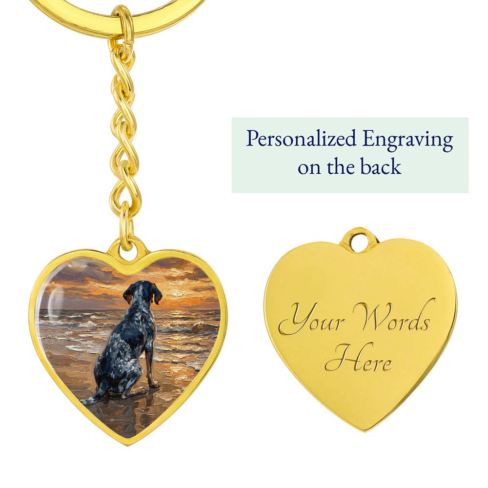 Beach Days - Blue Tick Coonhound Heart Keychain