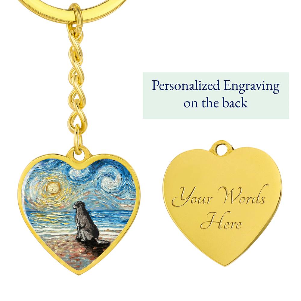 Beach Days, Silver Labrador Heart Keychain