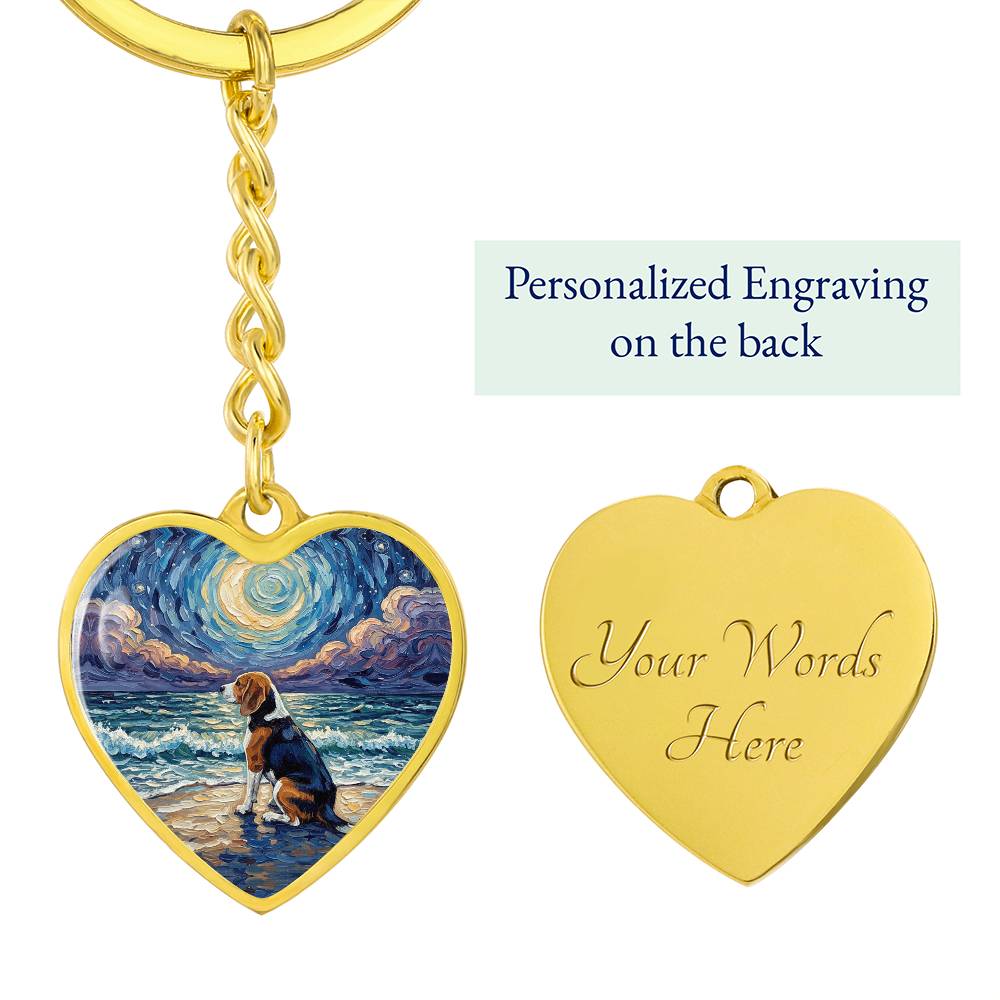 Beach Night - Beagle Heart Keychain