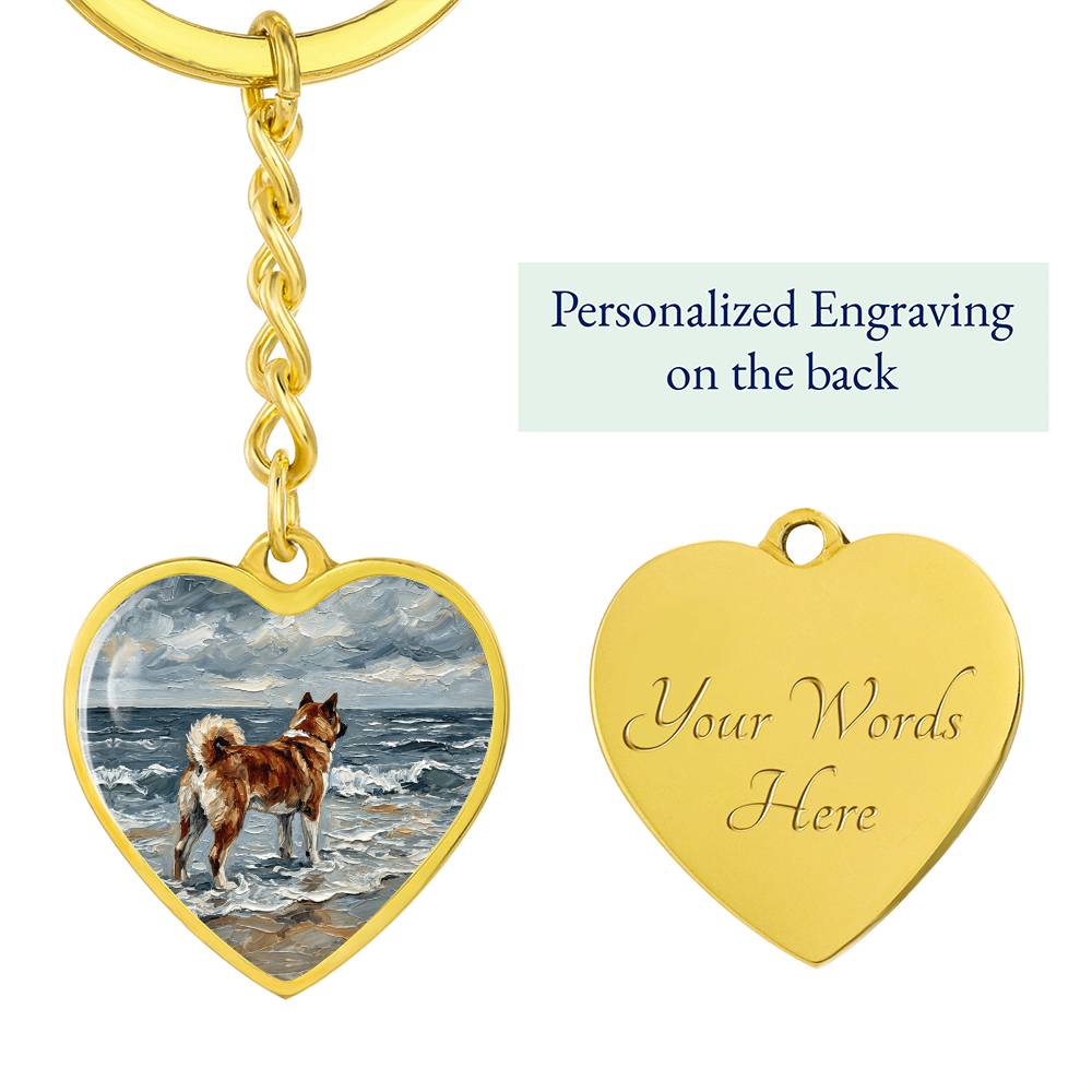Beach Day - Akita Heart Keychain