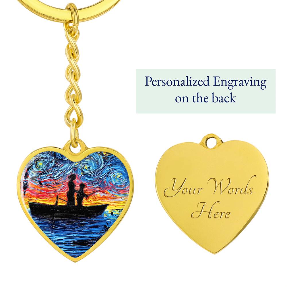 Fishing Trip with Mom Heart Keychain