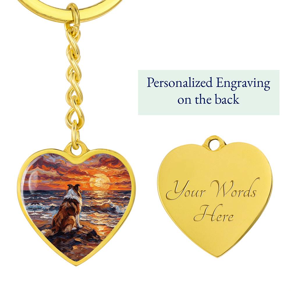 Beach Day - Collie Heart Keychain