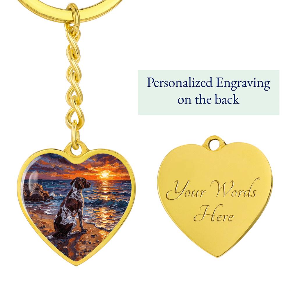 Beach Day - German Pointer Heart Keychain